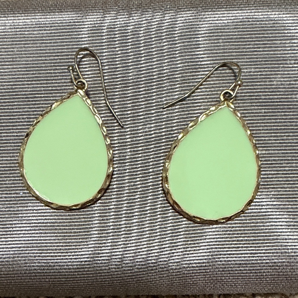Gold and Green Teardrop Earrings